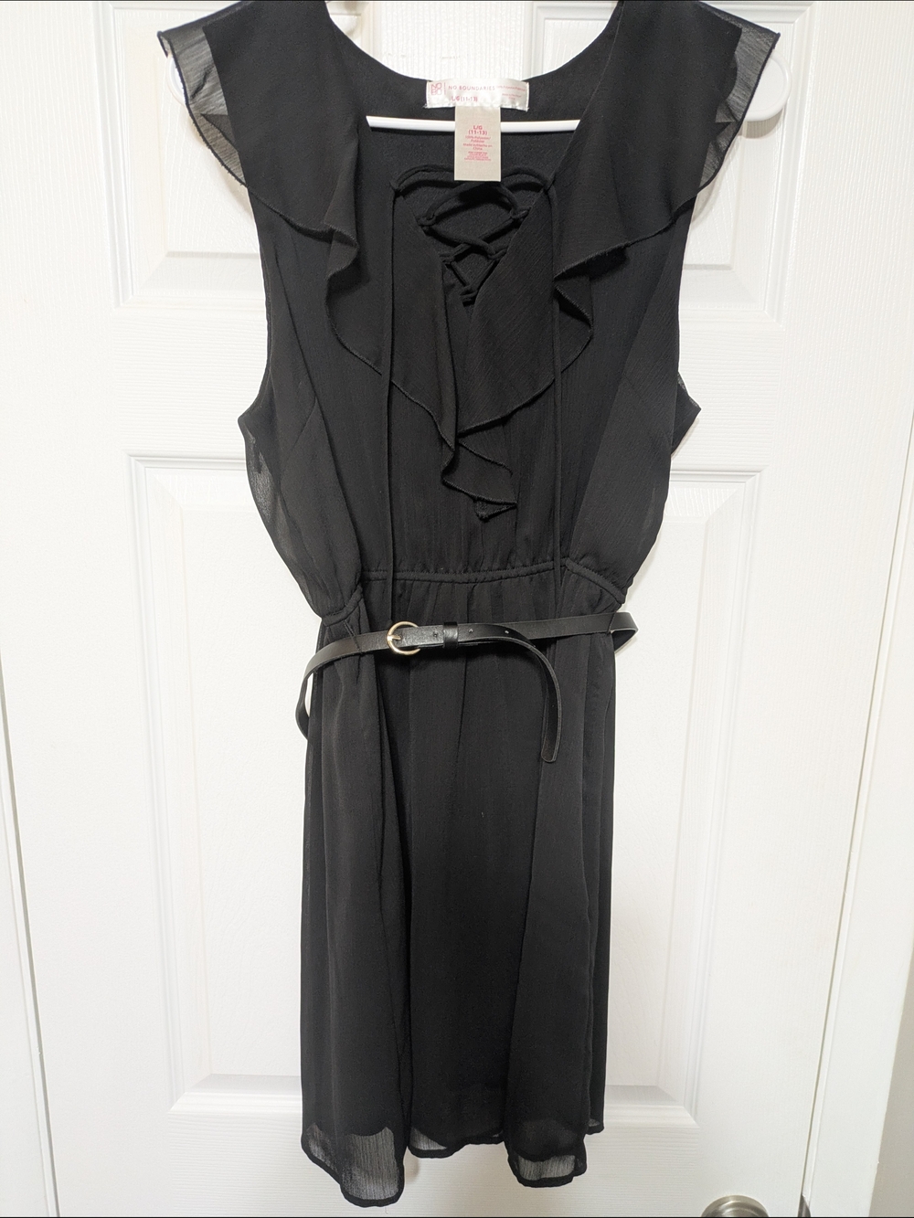 No Boundaries Black Ruffle-Front Mini Dress